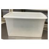 Clear plastic Sterilite storage tote