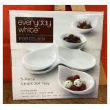 5-piece white porcelain appetizer tray