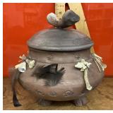 Pottery with lid signed Dancing Coyote