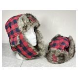 2 STL Cardinals logo buffalo check trapper hats