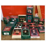 19 Christmas ornaments --some w/display stands