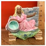 Majolica figural match holder