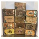 13 wood cigar boxes