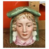 Majolica figural tobacco jar