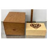 Small wood box and oak file box