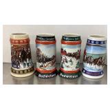 4 Budweiser holiday steins