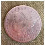1890 O Morgan silver dollar