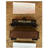 2 HO scale tanker and box car
