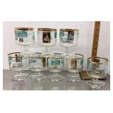 8 vintage bar glasses
