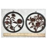 Pair of 6" round Chinese Tiehua iron paintings