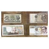 4 Italian bank notes