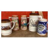 5 souvenir beer steins