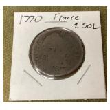 1770 French 1 Sol coin
