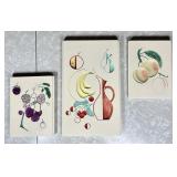 3 vintage Modern Art Co. chalkware wall plaques