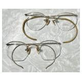 2 pair vintage gold filled wire rim eyeglasses