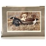 12.5 x 18.5 matted signed print --puppies & decoy