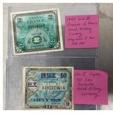 France and Japan military currency