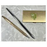 Gold filled Cross pen, desk pen, brass stamp box