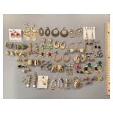 Collection of gold tone costume pierced earrings