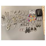 Collection of Silver tone costume pierced earrings