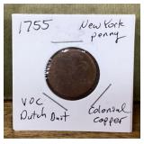 1755 New York penny
