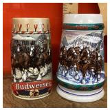 2 Budweiser beer steins