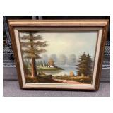 21x25 framed original landscape oil painting