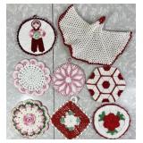 8 vintage crocheted hot pads