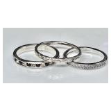 3 narrow sterling silver rings