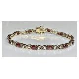 Gold over sterling silver garnet bracelet