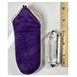 3' faceted crystal in fleece-lined pouch