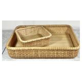 2 Nantucket-style baskets w/wood bottoms