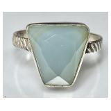 Sterling silver faceted chalcedony ring