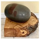 Large Shiva Lingham stone on custom wood base