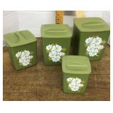 Vintage avocado green plastic canister set