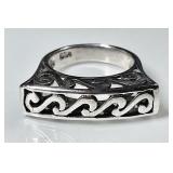 Sterling silver wavy cut-out ring