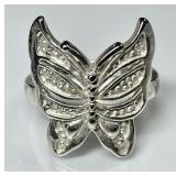 Sterling silver butterfly ring