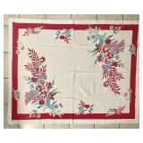 Vintage 1950s printed cotton tablecloth 48x60