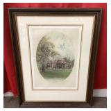 Framed Monticello lithograph 23x30
