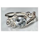 Sterling silver ring with light blue stone