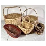 5 hand woven baskets