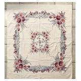 Vintage 1950s printed cotton tablecloth 44x50