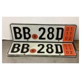 Pair of German license plates