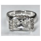 Sterling silver ring with clear stones