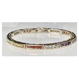 Gold over sterling multi-gemstone bracelet