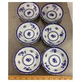 6 blue and white Copeland Spode shallow bowls