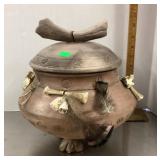 Native American footed bowl with lid