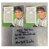 2 Johnny Antonelli 1954 Red Man Tobacco cards