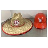 St. Louis Cardinals straw hat and helmet