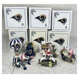 6 STL Rams Danbury Mint ornaments 2004-2009